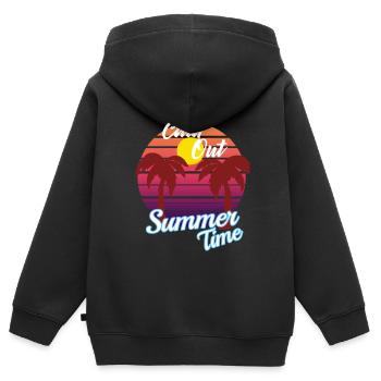 Chill Out Summertime - Palmiers au coucher du soleil - Sweat Premium à capuche zippé enfant bio - noir - Dos - AI Model Kid Male (0cm)
