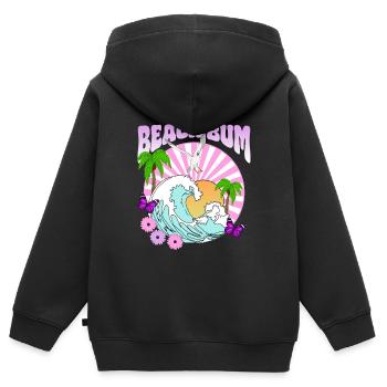 Beach Bum - Sea Palm Trees Seagull Vintage Flowers Sun - Kids Premium Organic Zip-up Hoodie - black - Back - AI Model Kid Male (0cm)