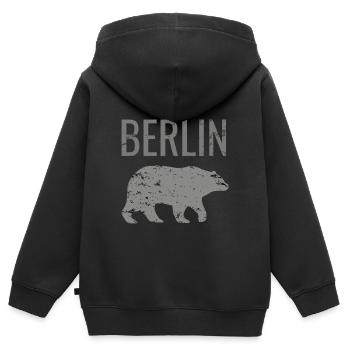 Berlin mit dem Bären Bär wie Berlin Spruch - Kinder Premium Organic Zip Hoodie - Schwarz - Hinten - AI Model Kid Male (0cm)