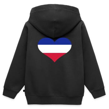 Pays-Bas - Sweat Premium à capuche zippé enfant bio - noir - Dos - AI Model Kid Male (0cm)