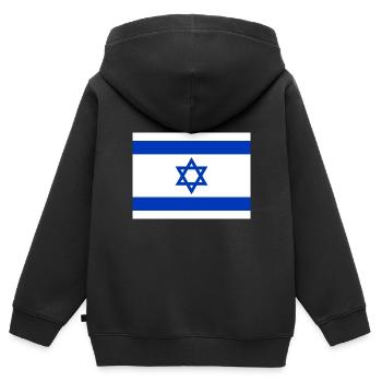 Israel - Kinder Premium Organic Zip Hoodie - Schwarz - Hinten - AI Model Kid Male (0cm)