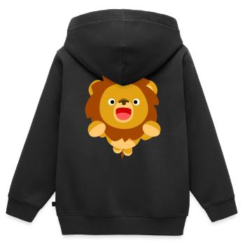 Hallo! Niedlich Trickfilm Löwe -Cheerful Madness!! - Kinder Premium Organic Zip Hoodie - Schwarz - Hinten - AI Model Kid Male (0cm)