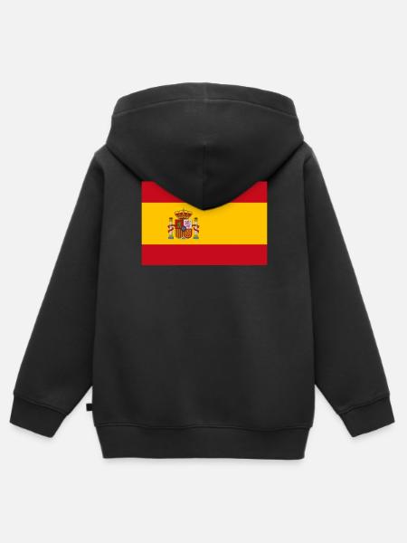 España Bandera Española Bandera Madrid EM - Sudadera Premium con capucha y cremallera infantil orgánica - negro