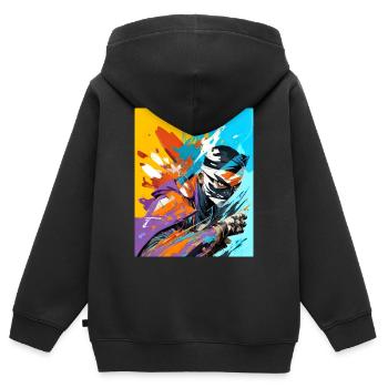 Ninja dash - Kids Premium Organic Zip-up Hoodie - black - Back - AI Model Kid Male (0cm)