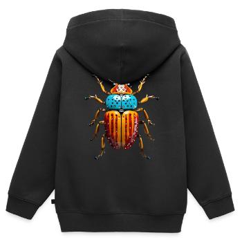 Scarabée abstrait - Sweat Premium à capuche zippé enfant bio - noir - Dos - AI Model Kid Male (0cm)