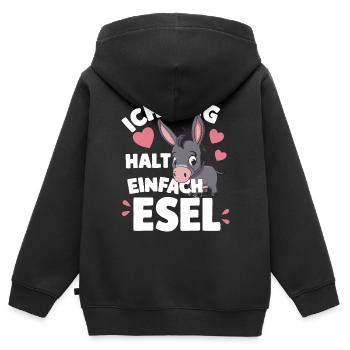 Esel Eselchen Maultier Muli - Kinder Premium Organic Zip Hoodie - Schwarz - Hinten - AI Model Kid Male (0cm)