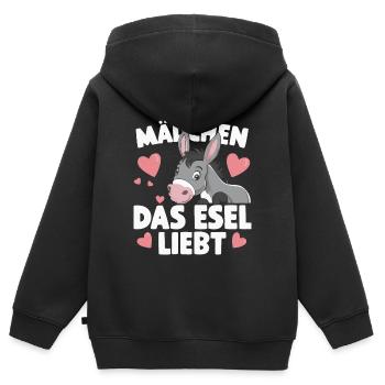 Esel Eselchen Maultier Muli - Kinder Premium Organic Zip Hoodie - Schwarz - Hinten - AI Model Kid Male (0cm)