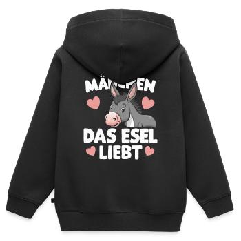 Esel Eselchen Maultier Muli - Kinder Premium Organic Zip Hoodie - Schwarz - Hinten - AI Model Kid Male (0cm)