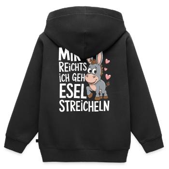 Esel Eselchen Maultier Muli - Kinder Premium Organic Zip Hoodie - Schwarz - Hinten - AI Model Kid Male (0cm)