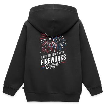 Pyrotechnie Feux d’artifice Pyrotechnie - Sweat Premium à capuche zippé enfant bio - noir - Dos - AI Model Kid Male (0cm)