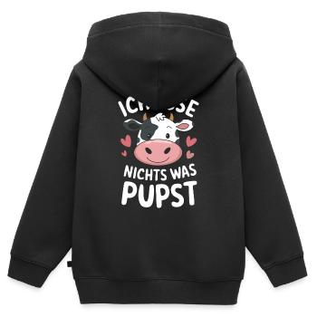 Végétarien Végétalien Végétarien Végétarien - Sweat Premium à capuche zippé enfant bio - noir - Dos - AI Model Kid Male (0cm)