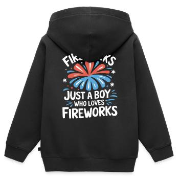 Pyrotechnie Feux d’artifice Pyrotechnie - Sweat Premium à capuche zippé enfant bio - noir - Dos - AI Model Kid Male (0cm)