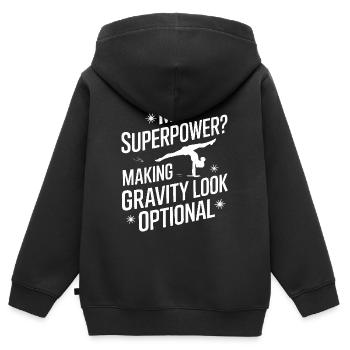 Turnen Turner Gymnastik - Kinder Premium Organic Zip Hoodie - Schwarz - Hinten - AI Model Kid Male (0cm)
