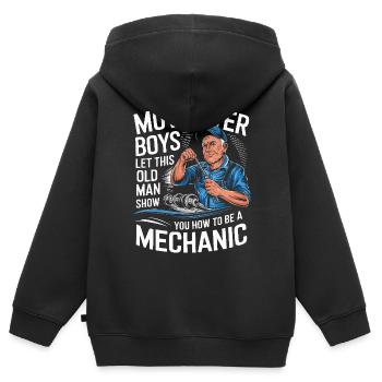 Mechanic Mechanic Workshop - Kids Premium Organic Zip-up Hoodie - black - Back - AI Model Kid Male (0cm)