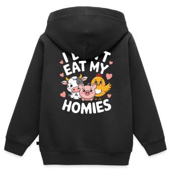 Vegetarian Vegan Veggie Vegetarian - Kids Premium Organic Zip-up Hoodie - black - Back - AI Model Kid Male (0cm)