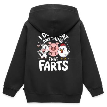 Végétarien Végétalien Végétarien Végétarien - Sweat Premium à capuche zippé enfant bio - noir - Dos - AI Model Kid Male (0cm)