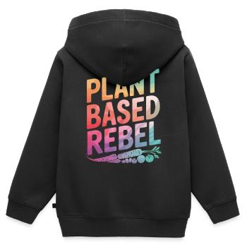 Végétarien Végétalien Végétarien Végétarien - Sweat Premium à capuche zippé enfant bio - noir - Dos - AI Model Kid Male (0cm)
