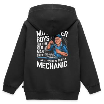 Mechanic Mechanic Workshop - Kids Premium Organic Zip-up Hoodie - black - Back - AI Model Kid Male (0cm)