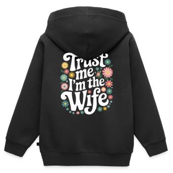 Frau Ehefrau Partnerin Familie Verheiratet - Kinder Premium Organic Zip Hoodie - Schwarz - Hinten - AI Model Kid Male (0cm)
