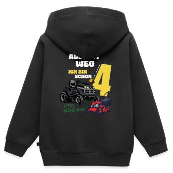 4. Geburtstag - Junge 4 Jahre Rasenmäher Traktor - Kinder Premium Organic Zip Hoodie - Schwarz - Hinten - AI Model Kid Male (0cm)