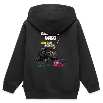 Geburtstag Rasentraktor - Alter selbst gestalten - Kinder Premium Organic Zip Hoodie - Schwarz - Hinten - AI Model Kid Male (0cm)