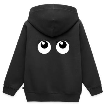 Doux yeux cils - Sweat Premium à capuche zippé enfant bio - noir - Dos - AI Model Kid Male (0cm)