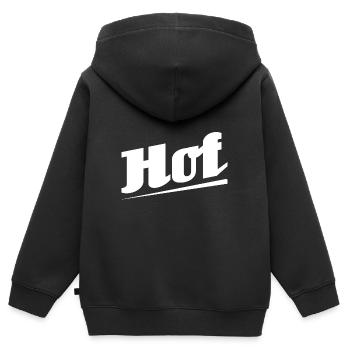 Hof - Textdesign mit Stadtnamen - Kinder Premium Organic Zip Hoodie - Schwarz - Hinten - AI Model Kid Male (0cm)