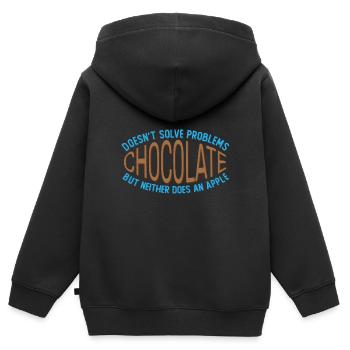 Le chocolat ne résout aucun problème Blague drôle - Sweat Premium à capuche zippé enfant bio - noir - Dos - AI Model Kid Male (0cm)