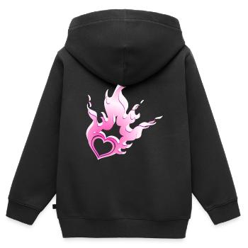burning heart - Kids Premium Organic Zip-up Hoodie - black - Back - AI Model Kid Male (0cm)
