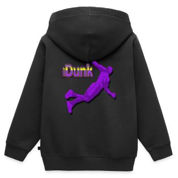 BasketBall - Kinder Premium Organic Zip Hoodie - Schwarz - Hinten - AI Model Kid Male (0cm)