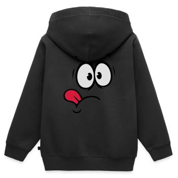 Langue - Sweat Premium à capuche zippé enfant bio - noir - Dos - AI Model Kid Male (0cm)
