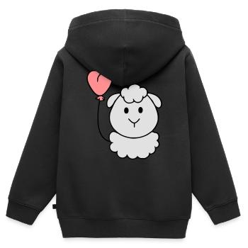 Schäfchen mit Herzballon - Kinder Premium Organic Zip Hoodie - Schwarz - Hinten - AI Model Kid Male (0cm)