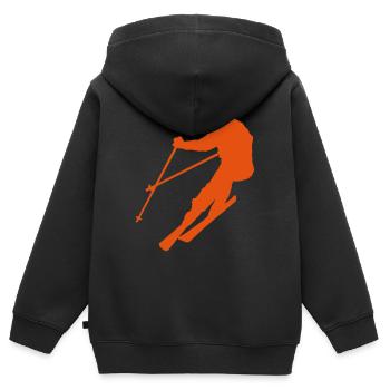Ski - Kinder Premium Organic Zip Hoodie - Schwarz - Hinten - AI Model Kid Male (0cm)