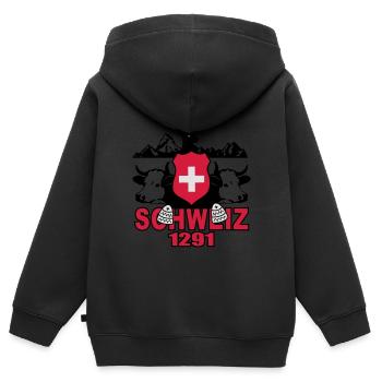 Schweiz Milchkuh 1291 - Kinder Premium Organic Zip Hoodie - Schwarz - Hinten - AI Model Kid Male (0cm)