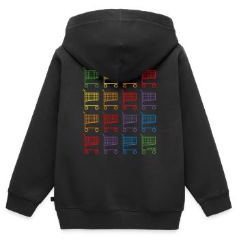 Einkaufswagen bunt - Kinder Premium Organic Zip Hoodie - Schwarz - Hinten - AI Model Kid Male (0cm)