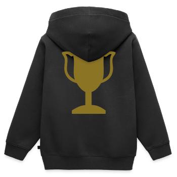 Coupe (trophée) 03 - Sweat Premium à capuche zippé enfant bio - noir - Dos - AI Model Kid Male (0cm)