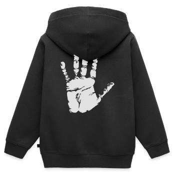 Schwarzer Handabdruck - Kinder Premium Organic Zip Hoodie - Schwarz - Hinten - AI Model Kid Male (0cm)