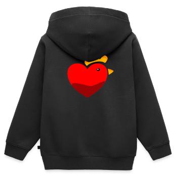 Poulet Poulet amour - Sweat Premium à capuche zippé enfant bio - noir - Dos - AI Model Kid Male (0cm)