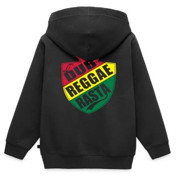 dub reggae rasta - Sweat Premium à capuche zippé enfant bio - noir - Dos - AI Model Kid Male (0cm)