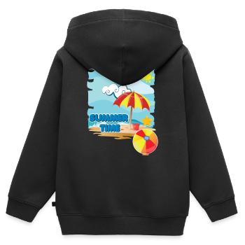 L'heure d'été sur la plage avec un parasol en vacances - Sweat Premium à capuche zippé enfant bio - noir - Dos - AI Model Kid Male (0cm)
