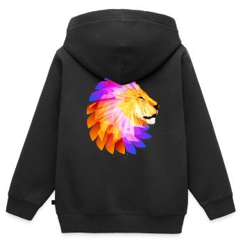 Tête de Lion Lion Tête de Lion Afrique Lion Jungle - Sweat Premium à capuche zippé enfant bio - noir - Dos - AI Model Kid Male (0cm)