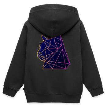Space Cat - Sweat Premium à capuche zippé enfant bio - noir - Dos - AI Model Kid Male (0cm)