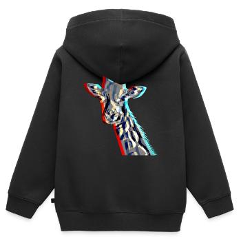 Girafe avec effet 3D - Sweat Premium à capuche zippé enfant bio - noir - Dos - AI Model Kid Male (0cm)
