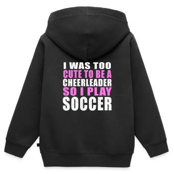 Fußball Maedchen Spruch Sprueche Frauenfußball - Kinder Premium Organic Zip Hoodie - Schwarz - Hinten - AI Model Kid Male (0cm)