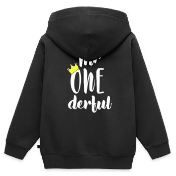 premier anniversaire garçon enfant cadeau d'anniversaire - Sweat Premium à capuche zippé enfant bio - noir - Dos - AI Model Kid Male (0cm)
