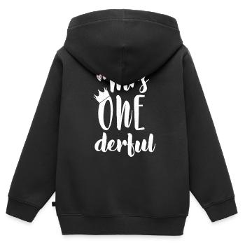 erster Geburtstag Maedchen Geburtstagsgeschenk - Kinder Premium Organic Zip Hoodie - Schwarz - Hinten - AI Model Kid Male (0cm)