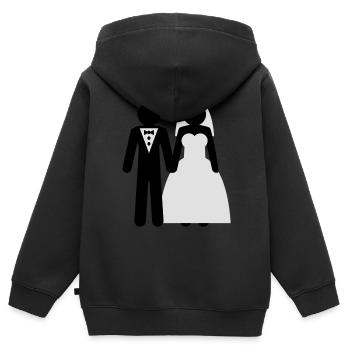 wedding_couple - Sweat Premium à capuche zippé enfant bio - noir - Dos - AI Model Kid Male (0cm)