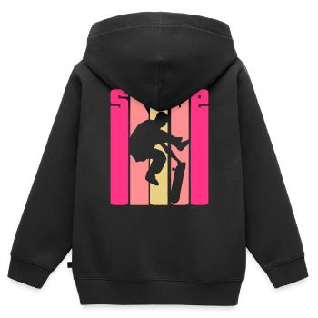 Skate Retro - Skater - Skateboard - Skateboarder - Sweat Premium à capuche zippé enfant bio - noir - Dos - AI Model Kid Male (0cm)