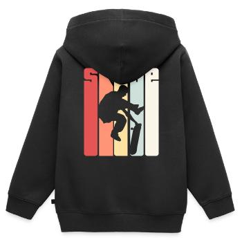 Rétro skateboard de patinage Skate Skateboard - Sweat Premium à capuche zippé enfant bio - noir - Dos - AI Model Kid Male (0cm)