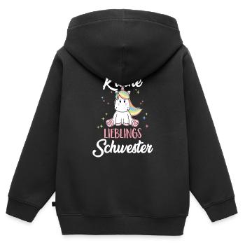kleine lieblings schwester Einhorn Familie Kind - Kinder Premium Organic Zip Hoodie - Schwarz - Hinten - AI Model Kid Male (0cm)